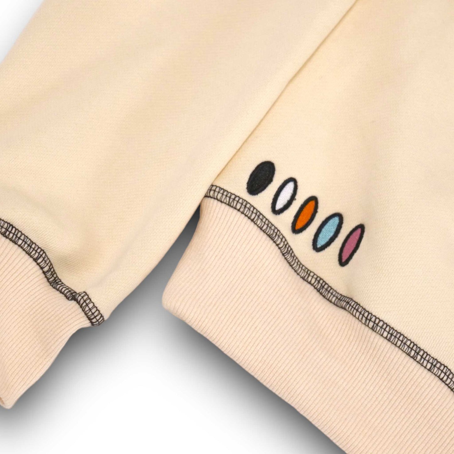 Patch beige reverse seam hoodie