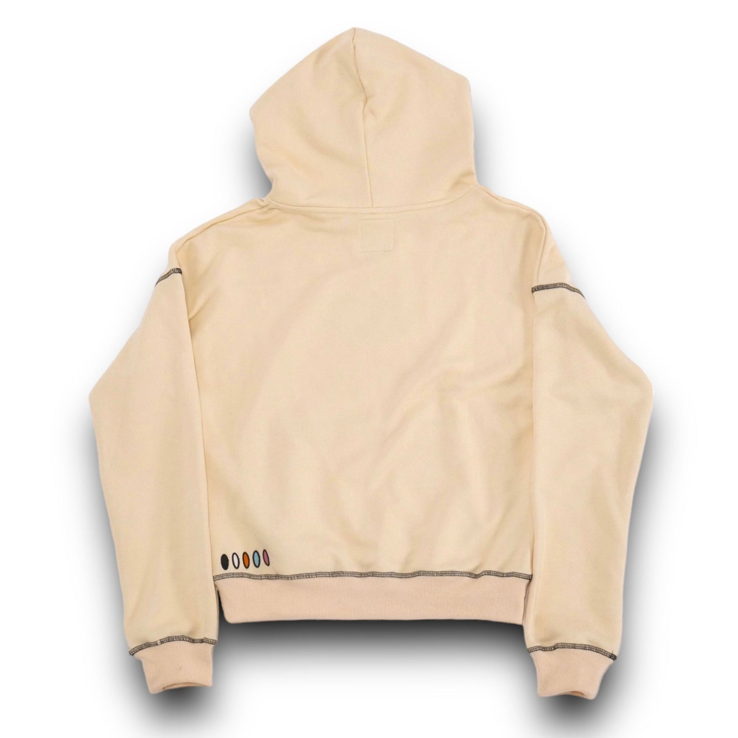 Patch beige reverse seam hoodie