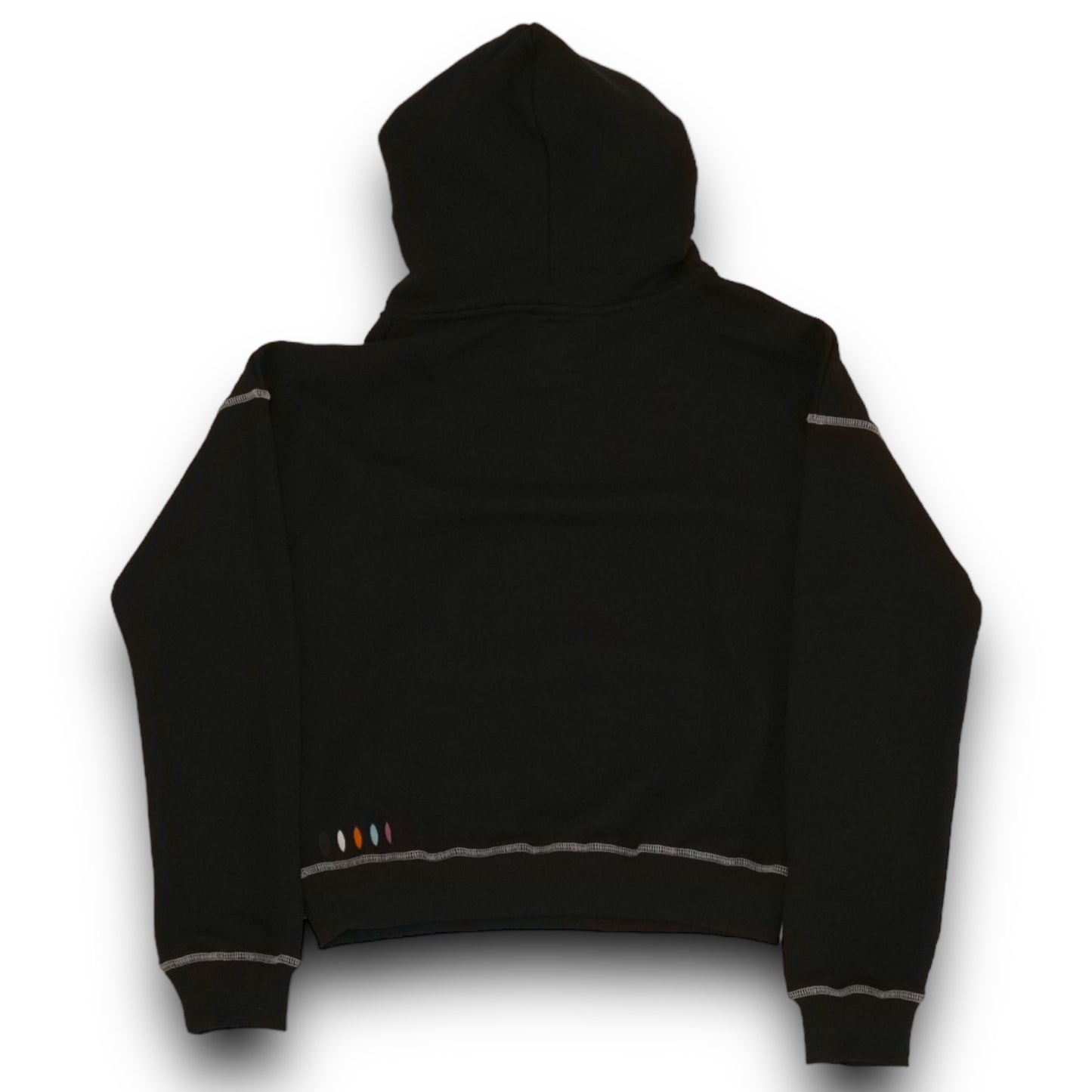 Patch black reverse seam hoodie
